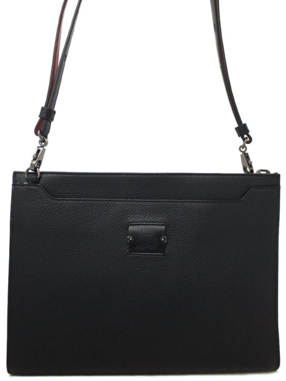 Christian Louboutin Sky Pouch Clutch Spike Studs Clutch Bag Black